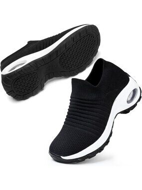 〽️Women's Walking Sneakers Black White Retro Orthopedic Comfort Tennis Trainers